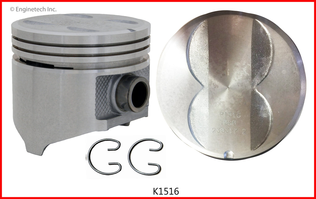 Enginetech K1516(8)040 Engine Piston Kit with Separate Full Ring Stack