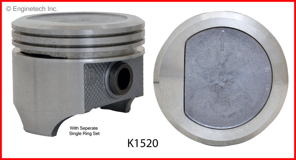 Enginetech K1520(6)040 Engine Piston Kit with Full Ring Stack – Standard and Premium Options