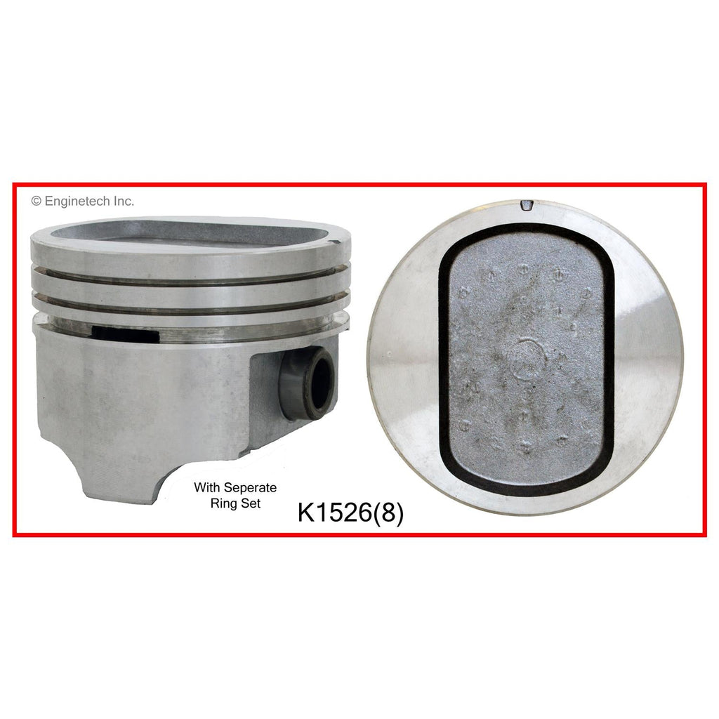 Enginetech K1526(8)STD Engine Piston Kit with Separate Full Ring Stack for Ford Custom, Country Sedan, and Country Squire (1969-1972)