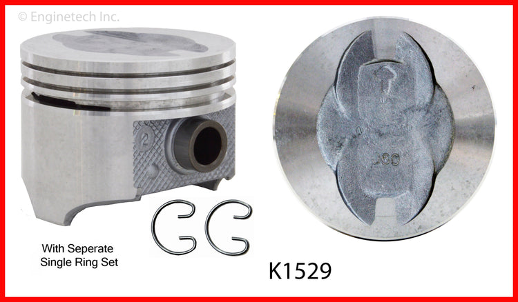 Enginetech K1529(8)040 Engine Piston Kit with Full Ring Stack for Ford Trucks and Custom Models