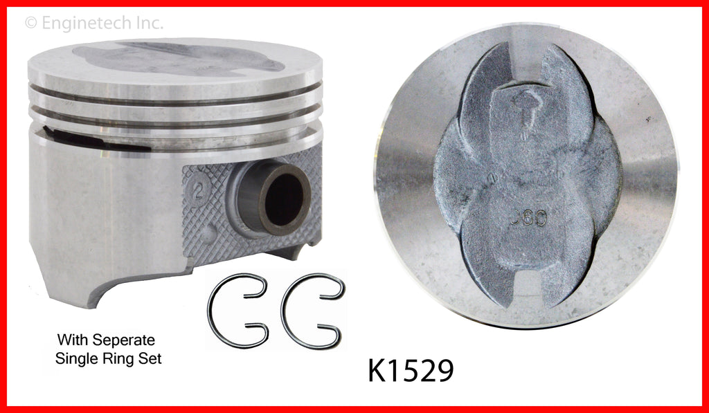 Enginetech K1529(8)P030 Engine Piston Kit with Full Ring Stack for Ford Pickup and Custom Models