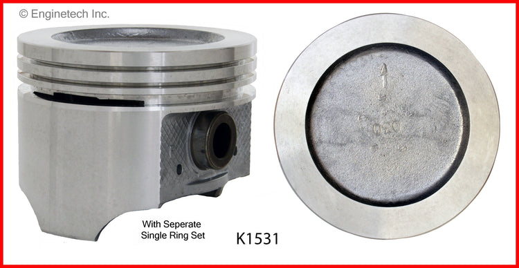 Enginetech K1531(8)030 Engine Piston Kit with Full Ring Stack for Oldsmobile Cutlass (1968-1974)