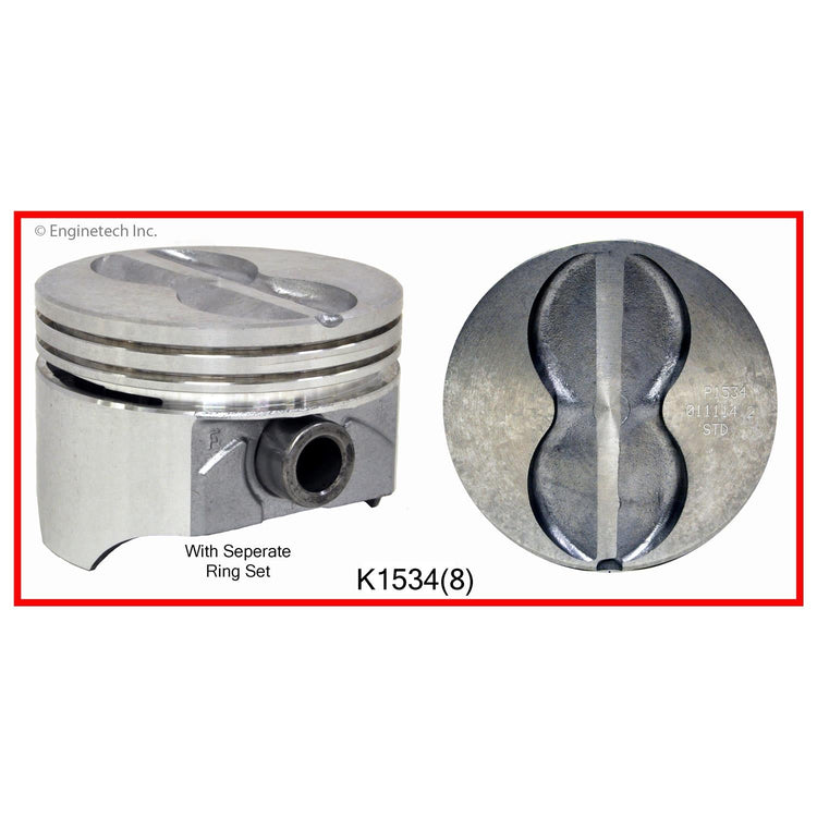 Enginetech K1534(8)040 Engine Piston Kit with Full Ring Stack for Classic Chevrolet and GMC Models