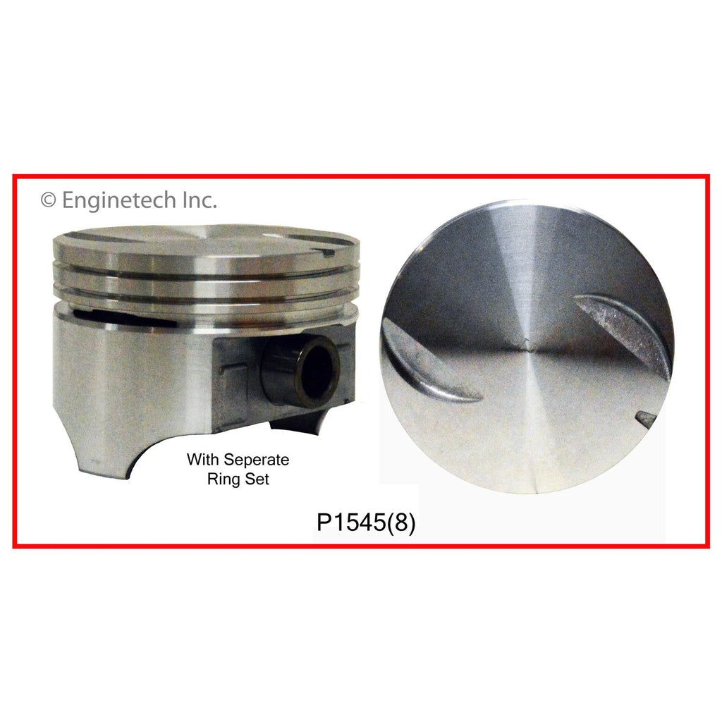Enginetech K1545(8)030 Engine Piston Kit with Full Ring Stack for Chevrolet Classic Cars