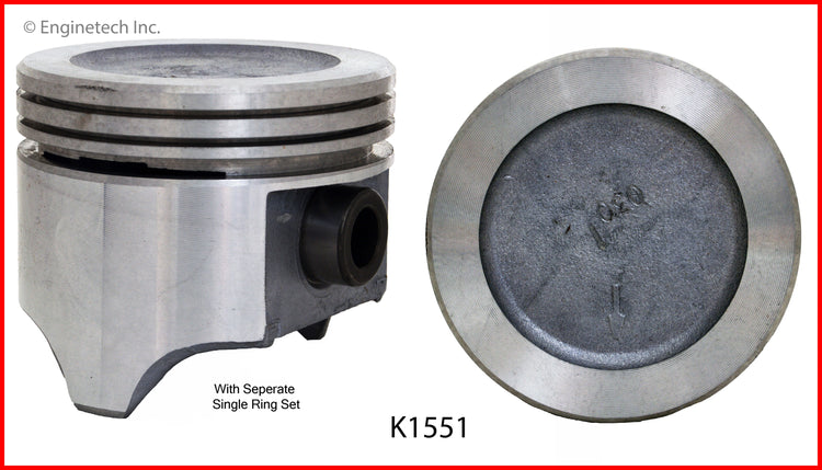 Enginetech K1551(8)P030 Engine Piston Kit with Separate Full Ring Stack for Buick Models