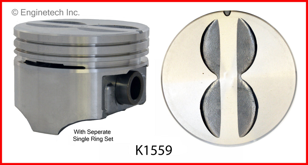 Enginetech K1559(8)STD Engine Piston Kit with Separate Full Ring Stack for Chevy and Buick Models