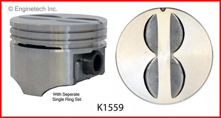 Enginetech K1559(8)P030 Engine Piston Kit with Separate Full Ring Stack for Chevrolet and Buick Models