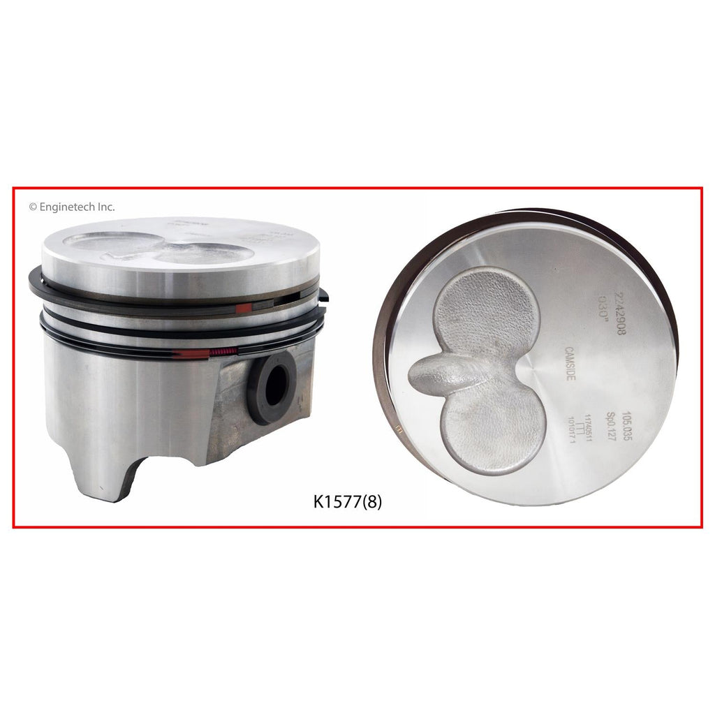 Enginetech K1577(8)030 Engine Piston Kit with Full Ring Stack – Standard & Premium Options