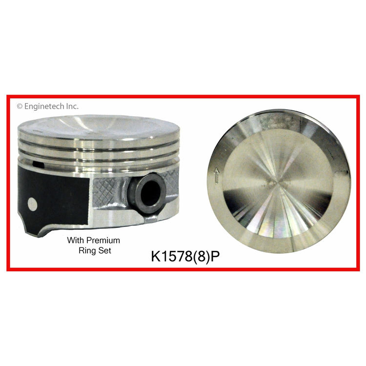 Enginetech K1578(8)P.75 Engine Piston Kit with Full Ring Stack for Ford Crown Victoria and E-150 Econoline