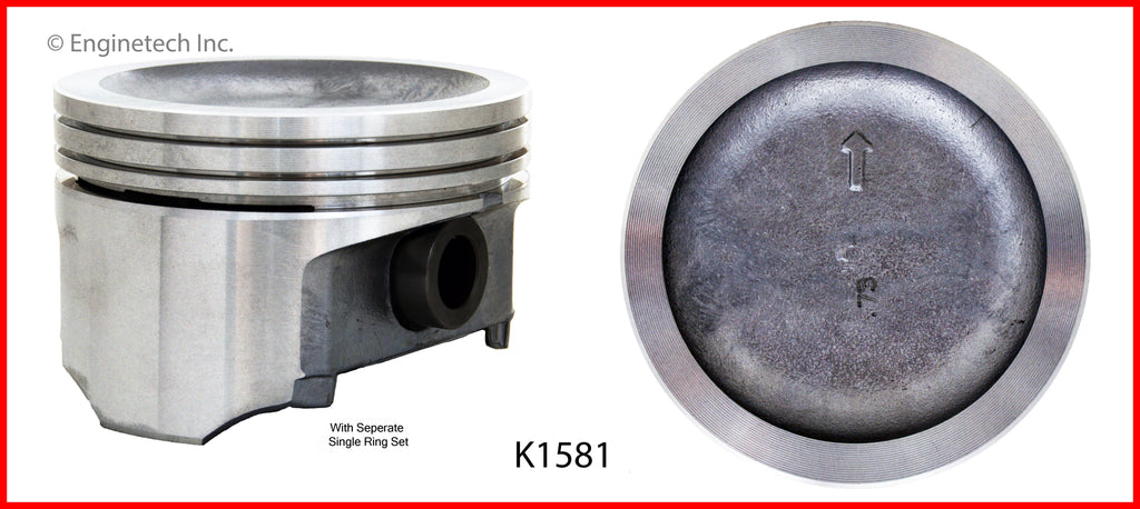 Enginetech K1581(6)PSTD Engine Piston Kit with Full Ring Stack for Buick Models
