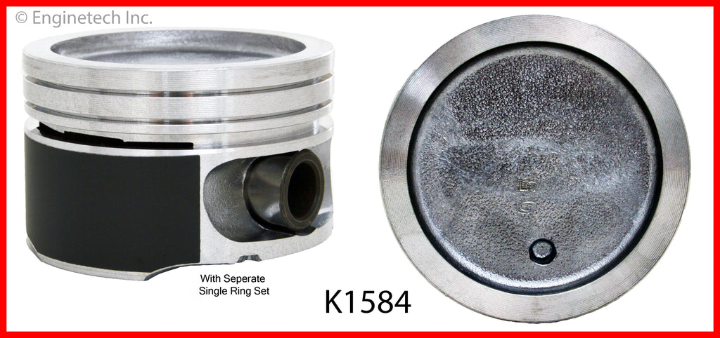 Enginetech K1584(6)P.75 Engine Piston Kit with Separate Full Ring Stack for Buick and Chevrolet Vehicles