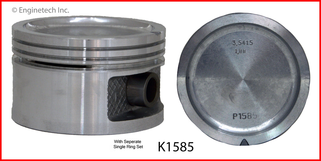 Enginetech K1585(4).75 Engine Piston Kit with Full Ring Stack for Buick Skyhawk and Chevrolet Models