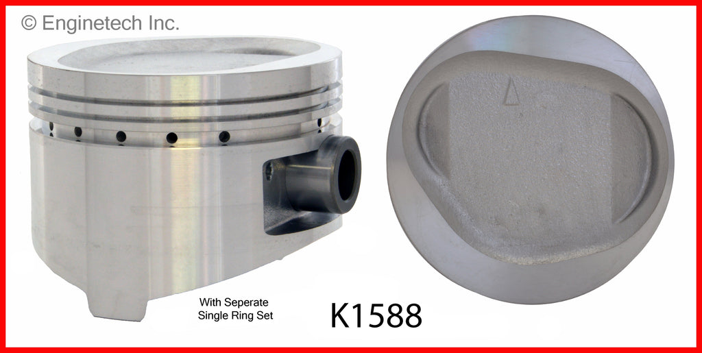Enginetech K1588(6)PSTD Engine Piston Kit with Separate Full Ring Stack for Dodge, Plymouth, Hyundai, and Chrysler Models