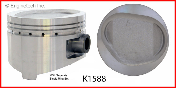 Enginetech K1588(6)P030 Engine Piston Kit with Separate Full Ring Stack for Dodge, Plymouth, Hyundai, and Chrysler Vehicles