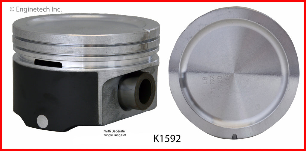 Enginetech K1592(6)STD Engine Piston Kit with Separate Full Ring Stack for Isuzu and Chevrolet Vehicles