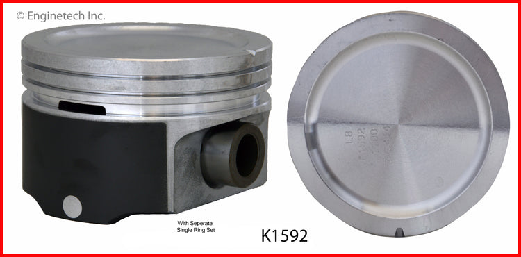 Enginetech K1592(6)P.75 Engine Piston Kit with Separate Full Ring Stack for Select Isuzu and Chevrolet Models