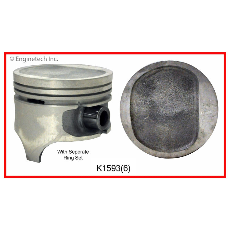 Enginetech K1593(6)030 Engine Piston Kit with Separate Full Ring Stack for Jeep Cherokee and Comanche