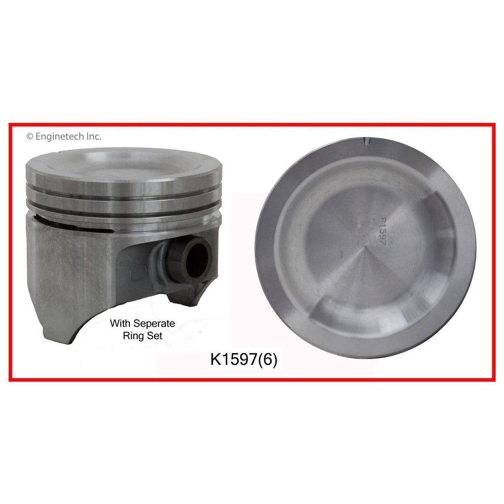 Enginetech K1597(6)060 Engine Piston Kit with Separate Full Ring Stack for Ford F-100 and F-250 (1969-1974)