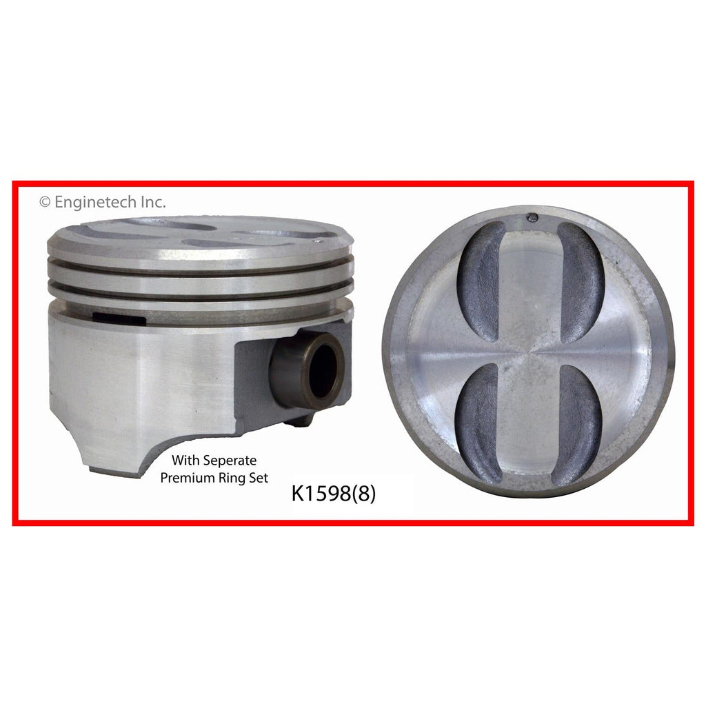 Enginetech K1598(8)PSTD Engine Piston Kit with Separate Full Ring Stack for Chevrolet, Buick, Cadillac Models