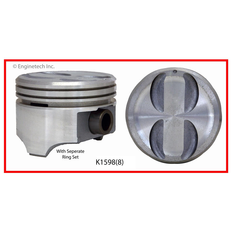 Enginetech K1598(8)030 Engine Piston Kit with Full Ring Stack for Chevy, Buick, Cadillac (1991-1992 Models)