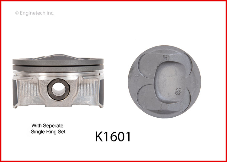 Enginetech K1601(6)P.50 Engine Piston Kit with Full Ring Stack – Fits 2017-2020 Nissan and Infiniti Models