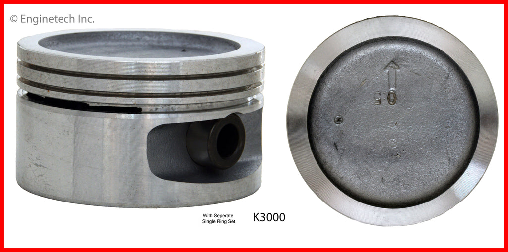 Enginetech K3000(4).50 Engine Piston Kit with Full Ring Stack for Chevrolet Beretta, Cavalier, Corsica 1990-1991