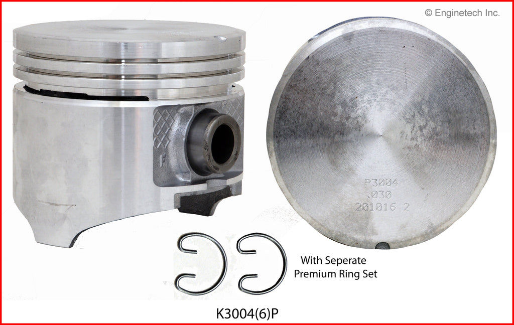Enginetech K3004(6)PSTD Engine Piston Kit with Full Ring Stack for Dodge B150 (1988-1997)