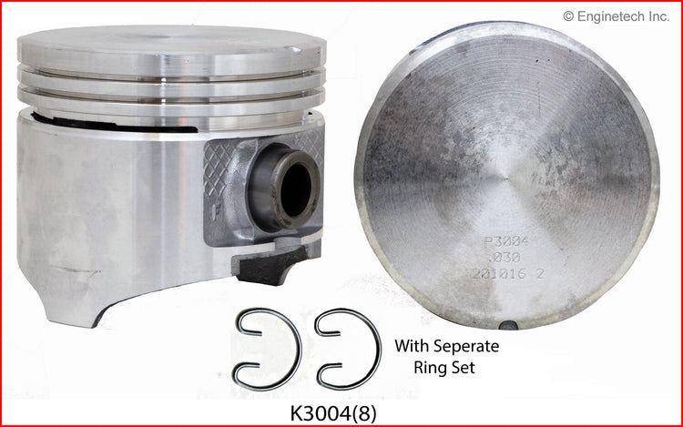Enginetech K3004(8)040 Engine Piston Kit with Full Ring Stack for Dodge and Chrysler Vehicles