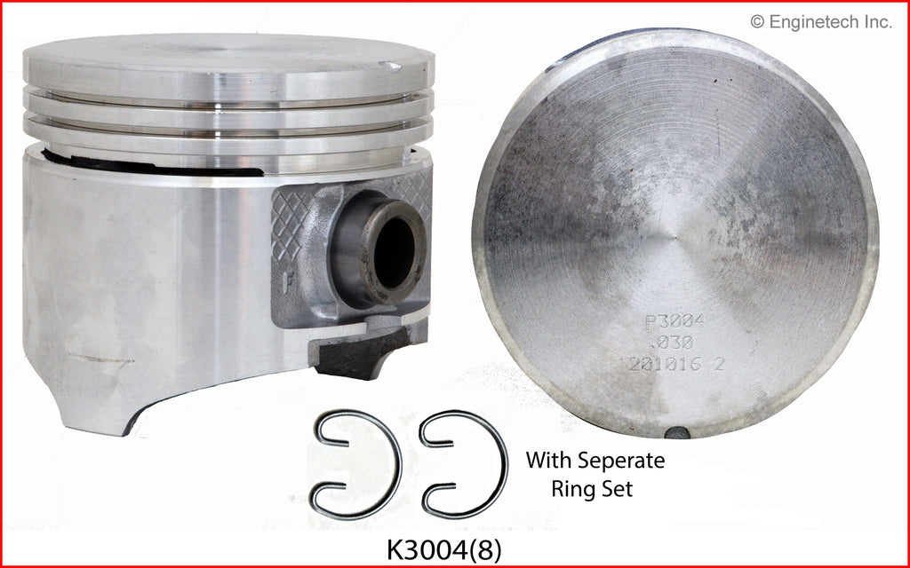 Enginetech K3004(8)060 Engine Piston Kit with Separate Full Ring Stack for Dodge and Chrysler Vehicles