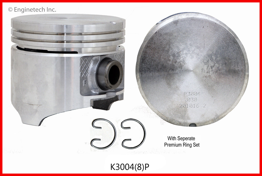 Enginetech K3004(8)P060 Engine Piston Kit with Separate Full Ring Stack for Dodge and Chrysler Vehicles