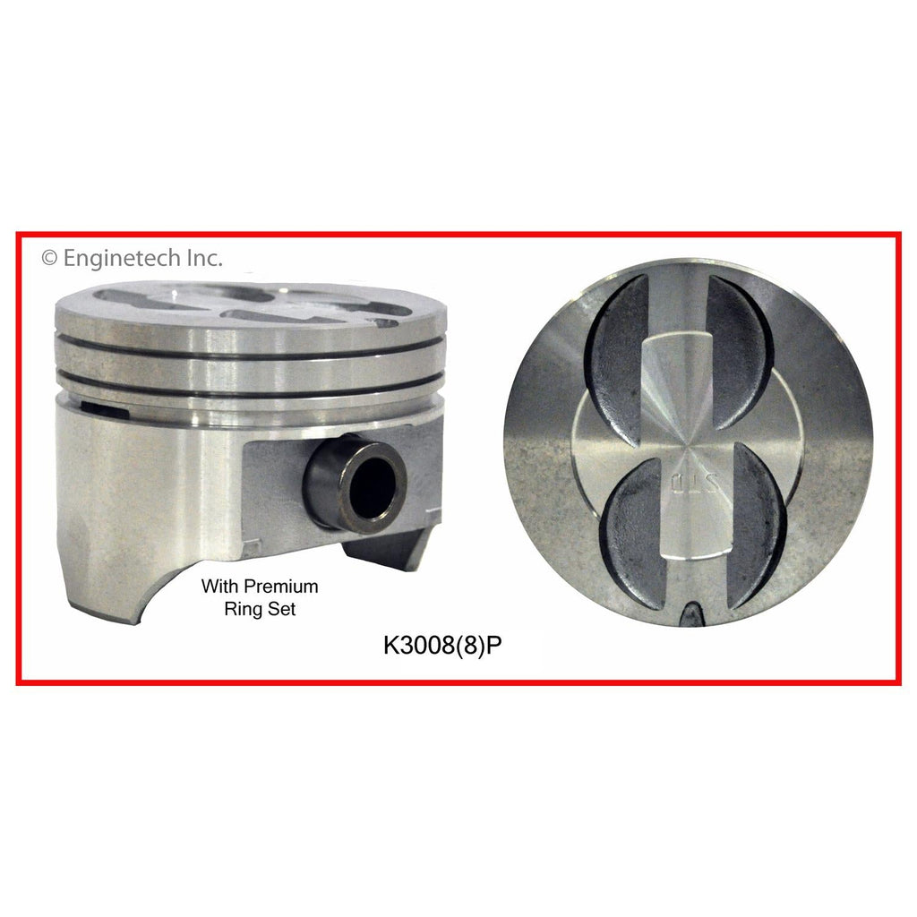 Enginetech K3008(8)P040 Engine Piston Kit with Separate Full Ring Stack for Ford Vehicles