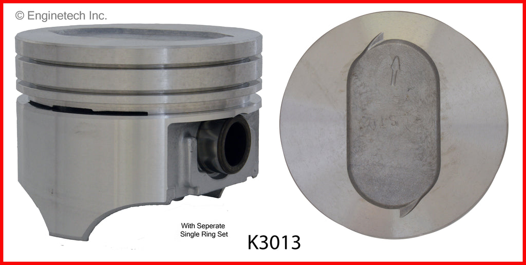 Enginetech K3013(8)PSTD Engine Piston Kit with Separate Full Ring Stack for Ford F-250 & F-350 (1988-1993)