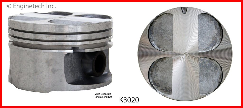 Enginetech K3020(6)P.50 Engine Piston Kit with Separate Full Ring Stack for Chevrolet Lumina and Monte Carlo