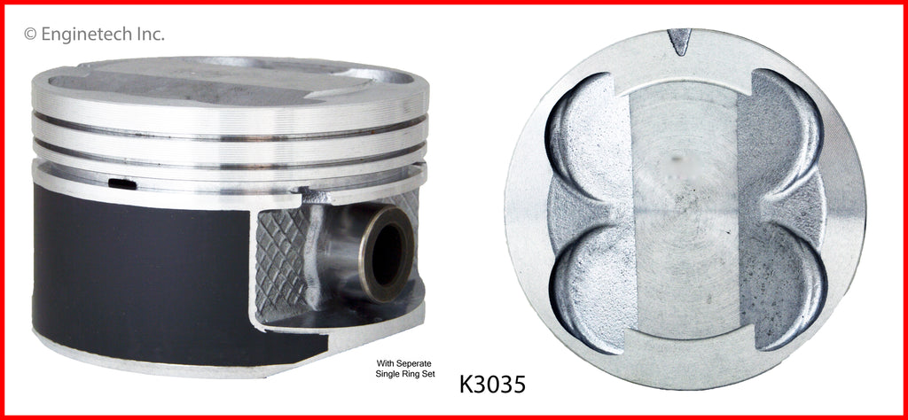 Enginetech K3035(6)PSTD Engine Piston Kit with Separate Full Ring Stack for Chrysler Models