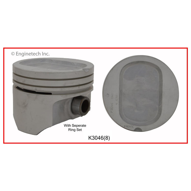 Enginetech K3046(8)060 Engine Piston Kit with Full Ring Stack for Ford Broncos and E-Series Vans