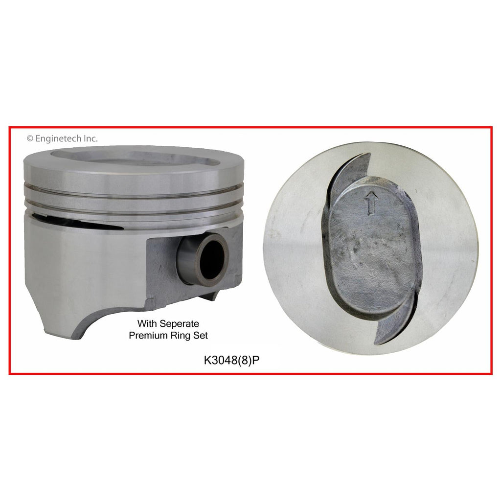 Enginetech K3048(8)P060 Engine Piston Kit with Full Ring Stack for Ford F-350 (1992-1997)