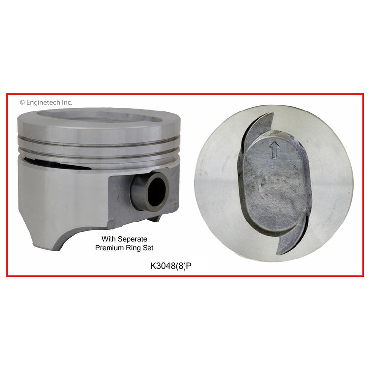Enginetech K3048(8)P030 Engine Piston Kit with Separate Full Ring Stack for Ford F-350 (1992-1997)