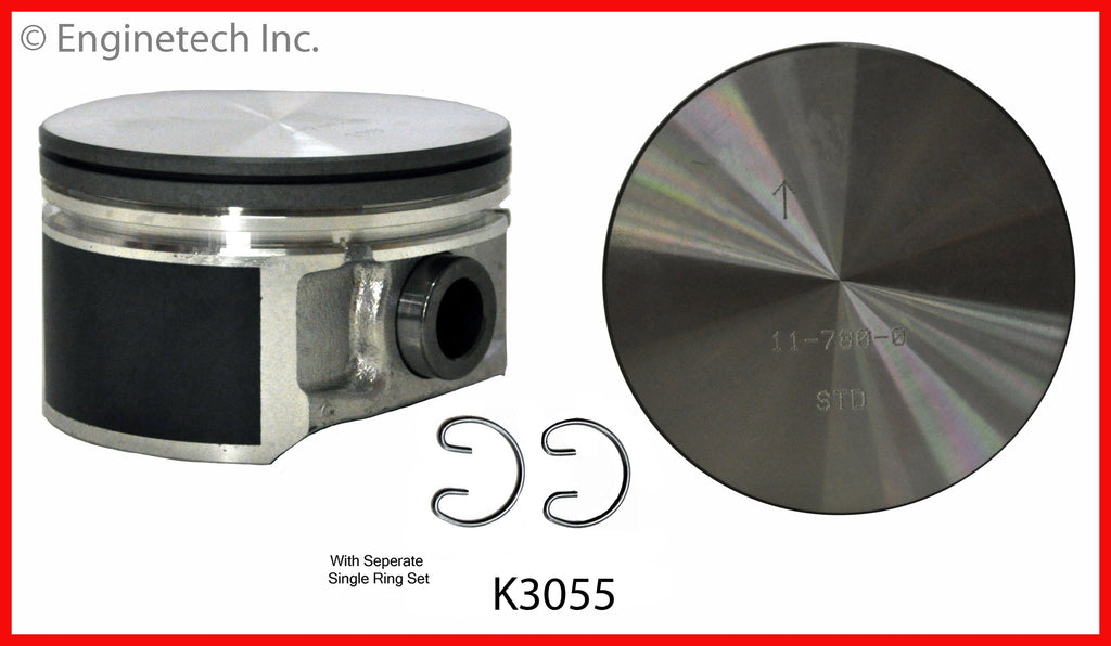 Enginetech K3055(6)P.75 Engine Piston Kit with Full Ring Stack for Chrysler Vehicles