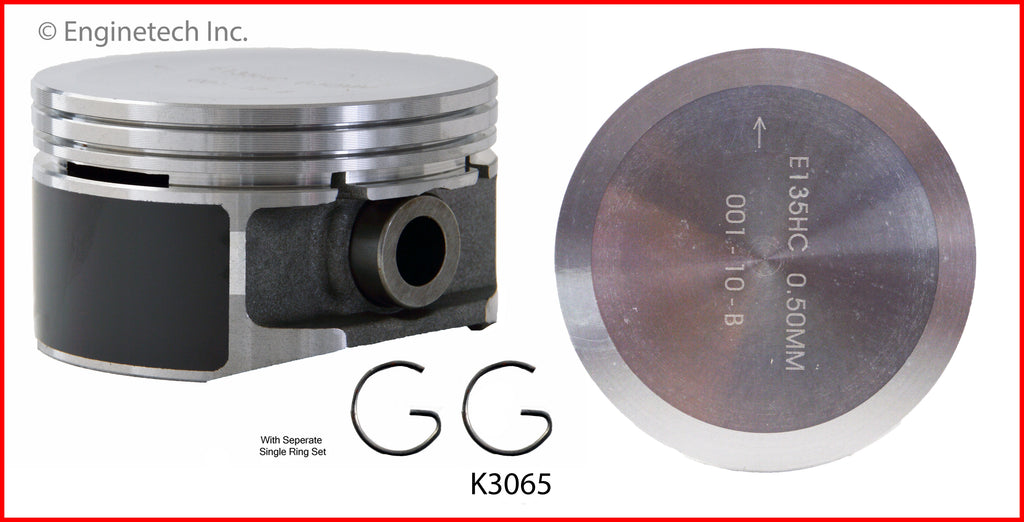 Enginetech K3065(4)P.75 Engine Piston Kit with Full Ring Stack for Buick and Chevrolet Models