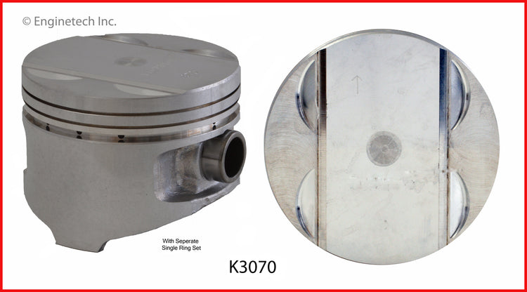 Enginetech K3070(4)PSTD Engine Piston Kit with Separate Full Ring Stack for Chrysler and Dodge Vehicles