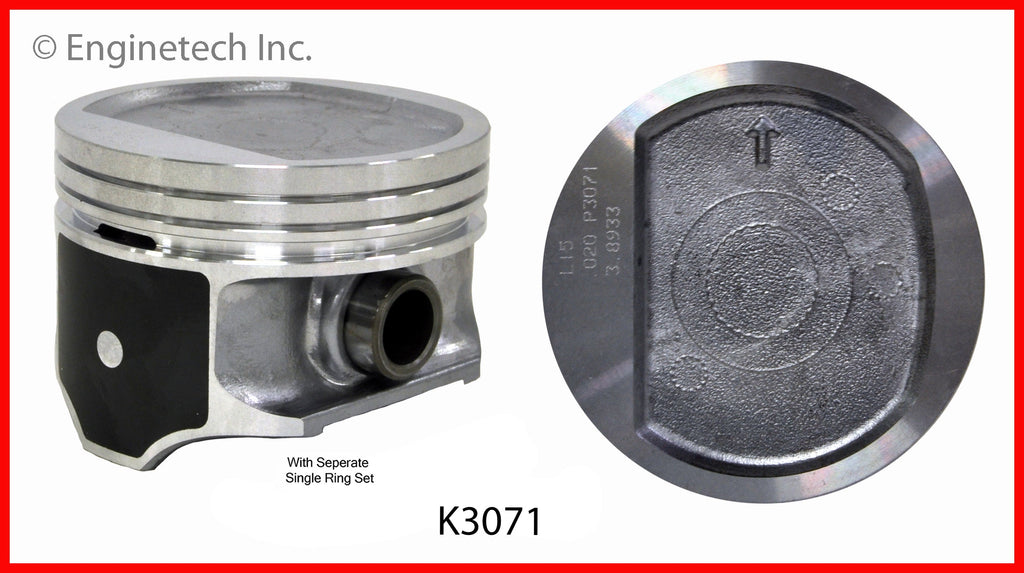 Enginetech K3071(4)P030 Engine Piston Kit with Separate Full Ring Stack for Dodge Dakota and Jeep Cherokee