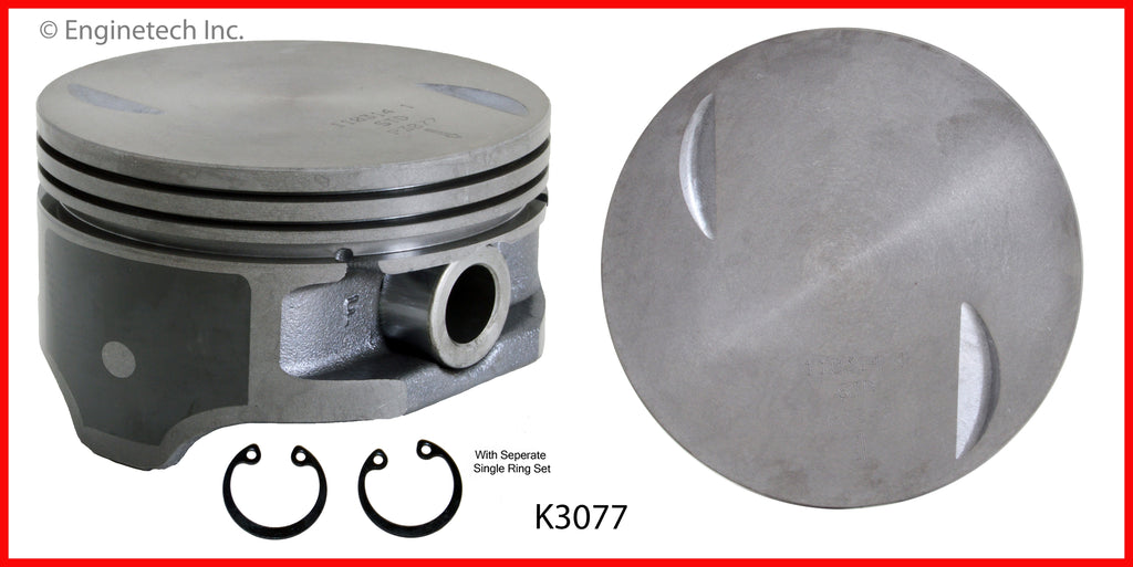 Enginetech K3077(8)P020 Engine Piston Kit with Separate Full Ring Stack for Chevy Silverado and GMC Sierra