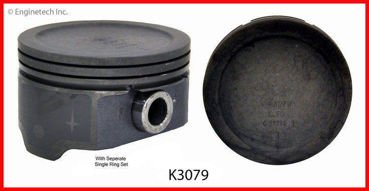 Enginetech K3079(8)P.50 Engine Piston Kit with Separate Full Ring Stack for Select GM and Isuzu Models