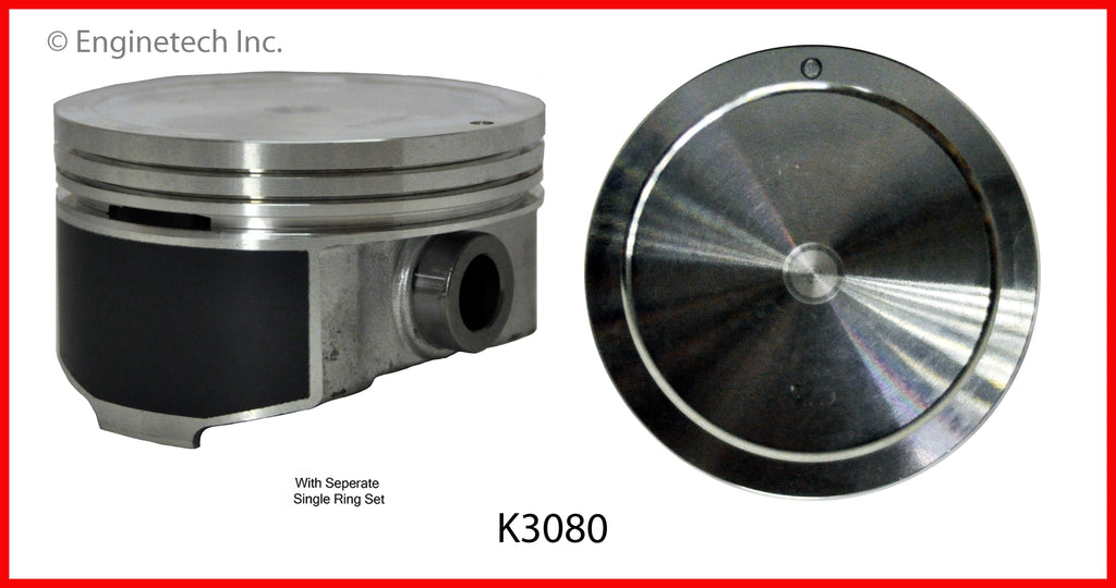 Enginetech K3080(8)P030 Engine Piston Kit with Separate Full Ring Stack for Cadillac Escalade and Hummer H2