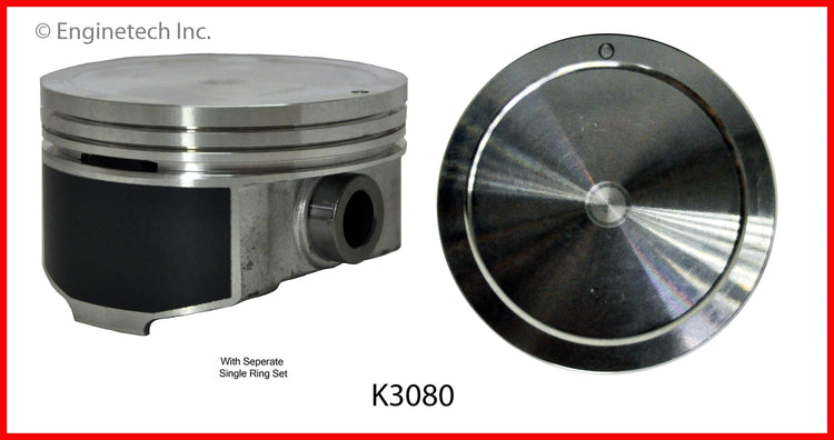 Enginetech K3080(8)PSTD Engine Piston Kit with Full Ring Stack for Cadillac Escalade and Hummer H2