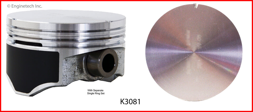 Enginetech K3081(8)P.75 Engine Piston Kit with Separate Full Ring Stack for Chevrolet and Pontiac Models