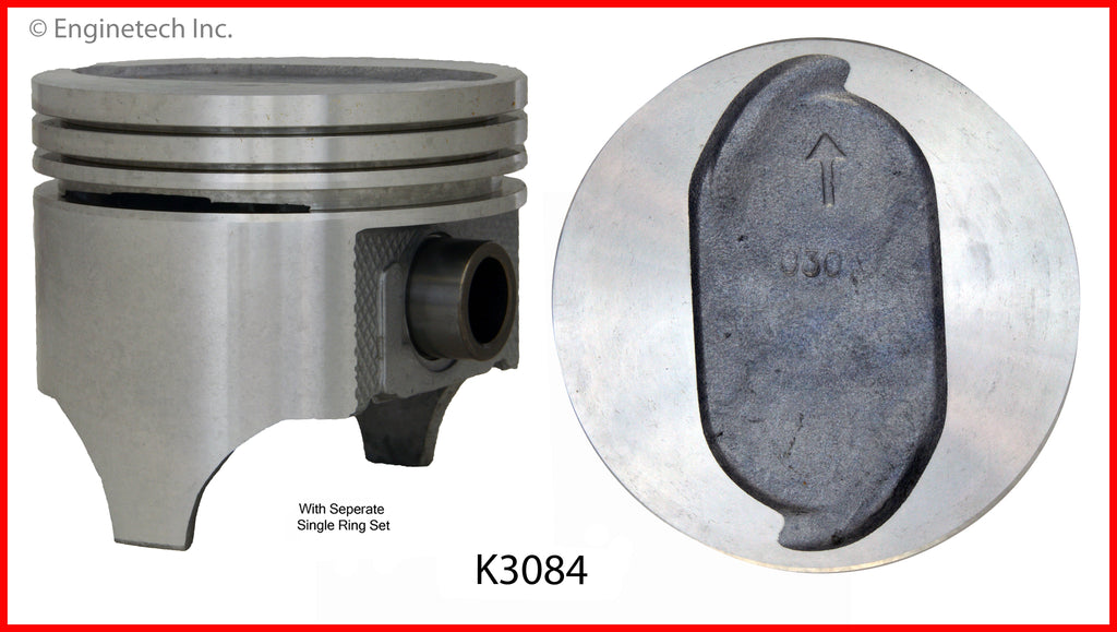 Enginetech K3084(8)030 Engine Piston Kit with Full Ring Stack for Ford Custom and Country Sedan