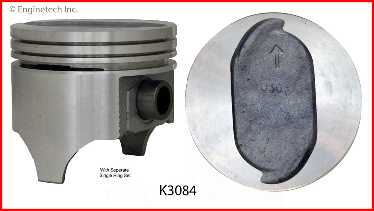 Enginetech K3084(8)030 Engine Piston Kit with Full Ring Stack for Ford Custom and Country Sedan
