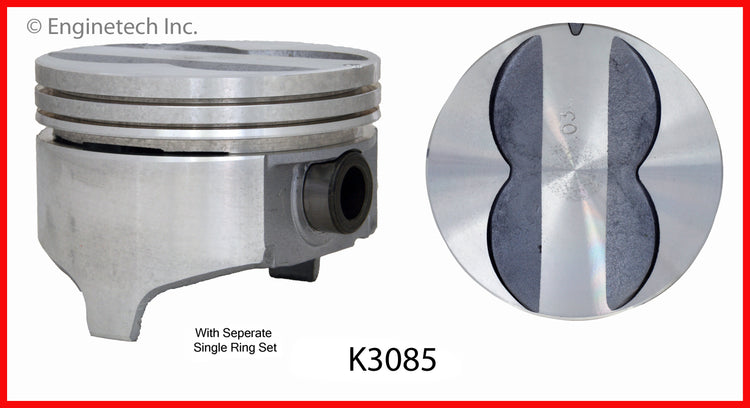 Enginetech K3085(8)P060 Engine Piston Kit with Full Ring Stack for Pontiac Models