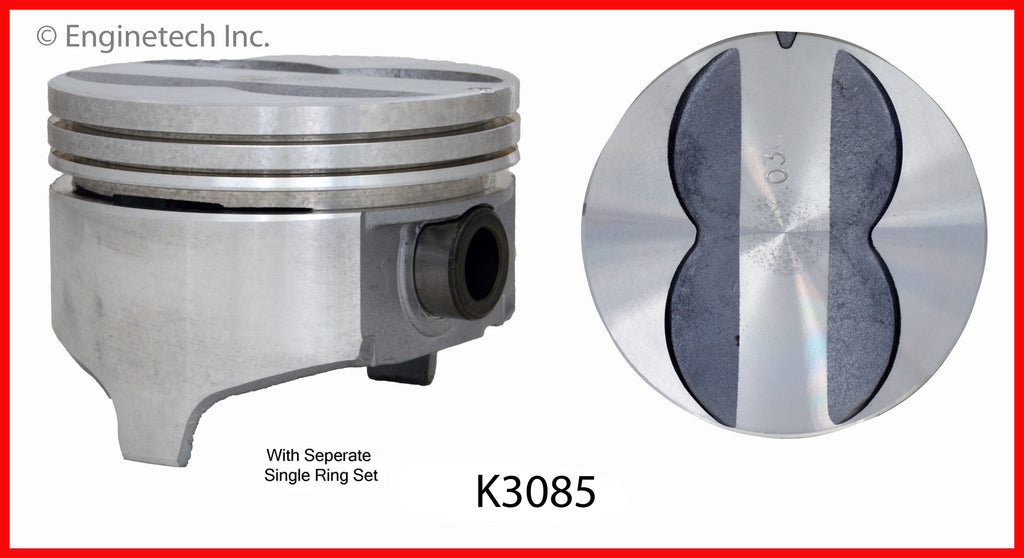 Enginetech K3085(8)P040 Engine Piston Kit with Separate Full Ring Stack for Pontiac Models